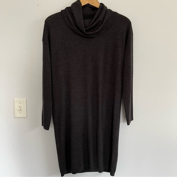 Garnet Hill Womens Merino Wool Dress Size XS Cowl Neck Midi Grey - Picture 1 of 10